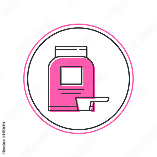 Filled outline Sports nutrition bodybuilding proteine power drink and food icon isolated on white background. Vector