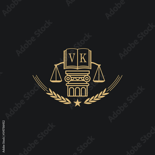 Initial VK  advocacy law or lawyer vector icon stock illustration