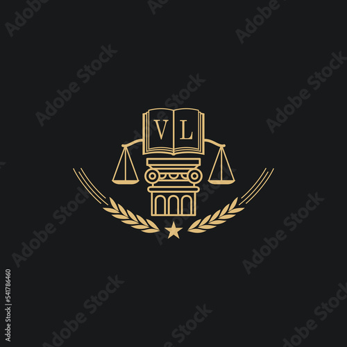 Initial VL  advocacy law or lawyer vector icon stock illustration