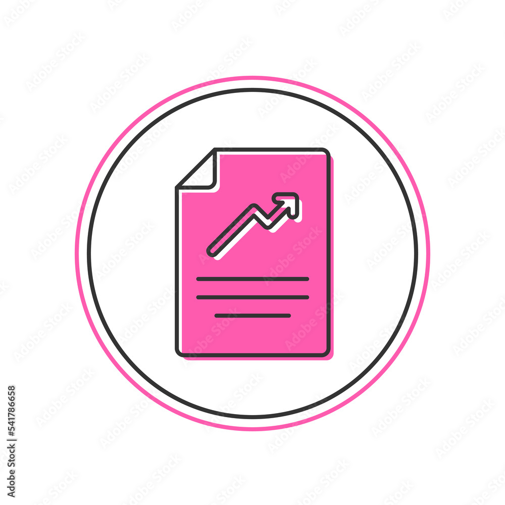 Filled outline Document with graph chart icon isolated on white background. Report text file icon. Accounting sign. Audit, analysis, planning. Vector Filled outline Document with graph chart icon isolated on white background. Report text file icon. Accounting sign. Audit, analysis, planning. Vector