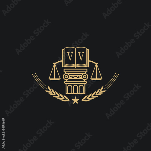 Initial VV  advocacy law or lawyer vector icon stock illustration