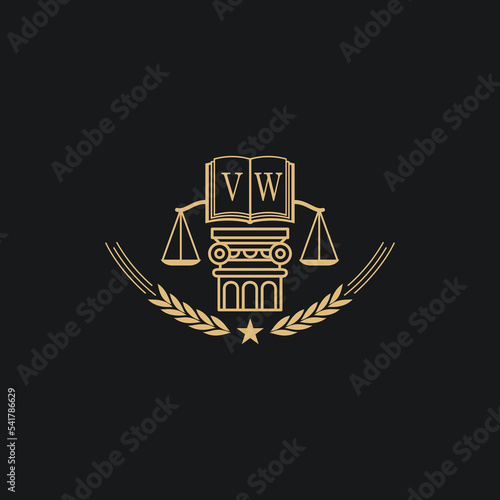 Initial VW  advocacy law or lawyer vector icon stock illustration