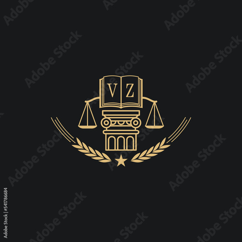 Initial VZ  advocacy law or lawyer vector icon stock illustration