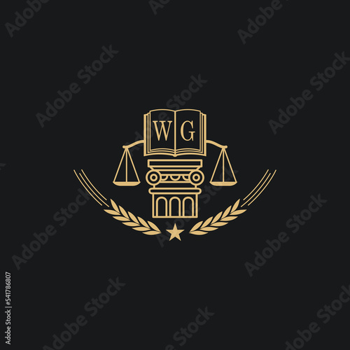 Initial WG  advocacy law or lawyer vector icon stock illustration