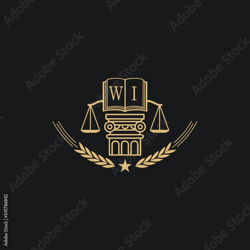 Initial WI  advocacy law or lawyer vector icon stock illustration