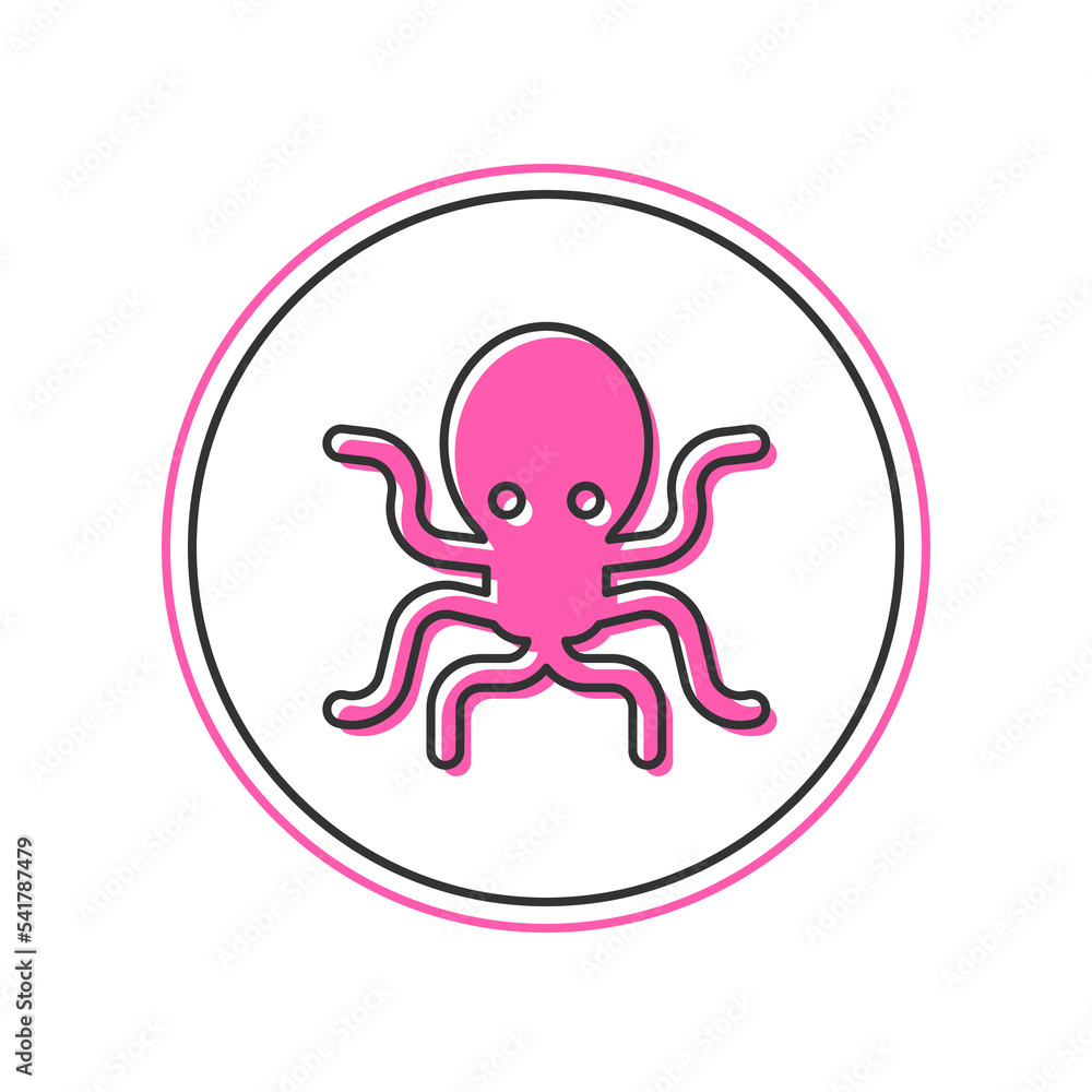 Fototapeta premium Filled outline Octopus icon isolated on white background. Vector