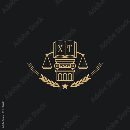 Initial XT  advocacy law or lawyer vector icon stock illustration