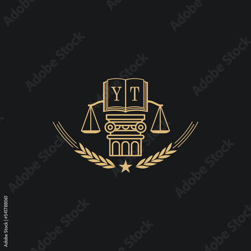 Initial YT  advocacy law or lawyer vector icon stock illustration