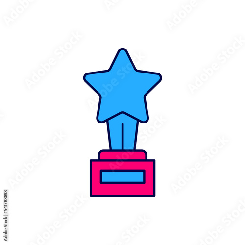 Filled outline Movie trophy icon isolated on white background. Academy award icon. Films and cinema symbol. Vector