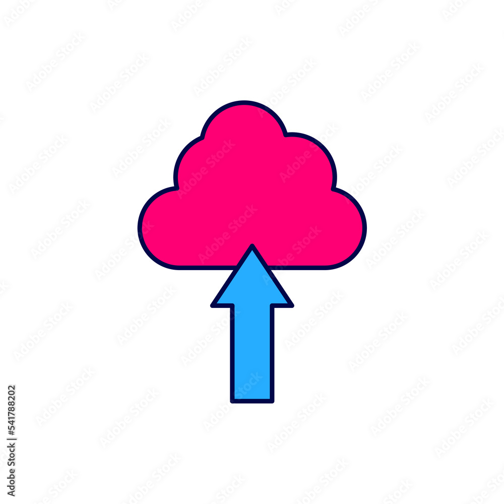 Filled outline Cloud upload icon isolated on white background. Vector Filled outline Cloud upload icon isolated on white background. Vector
