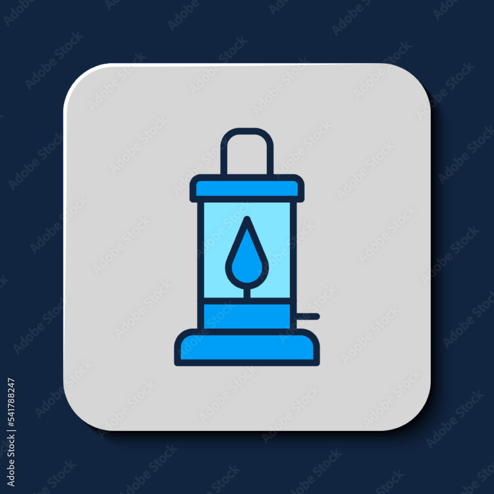 Filled outline Camping lantern icon isolated on blue background. Vector Filled outline Camping lantern icon isolated on blue background. Vector