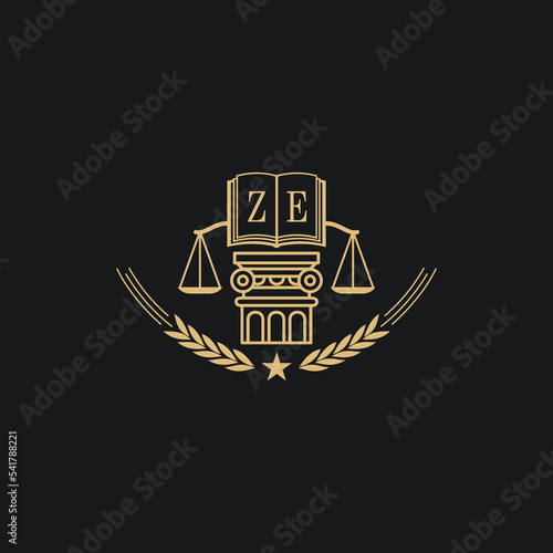 Initial ZE  advocacy law or lawyer vector icon stock illustration