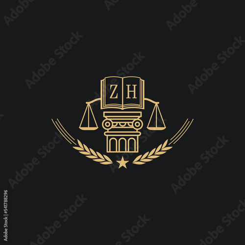 Initial ZH  advocacy law or lawyer vector icon stock illustration