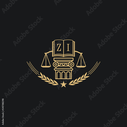 Initial ZI  advocacy law or lawyer vector icon stock illustration