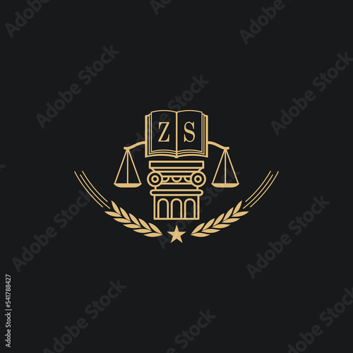 Initial ZS  advocacy law or lawyer vector icon stock illustration