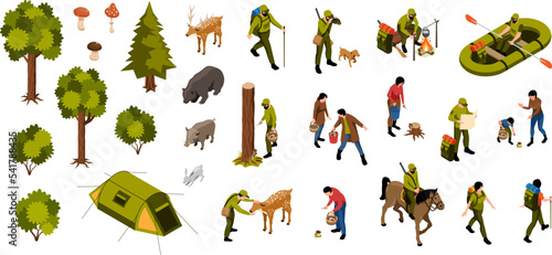 Mushroom Pickers Isometric Set