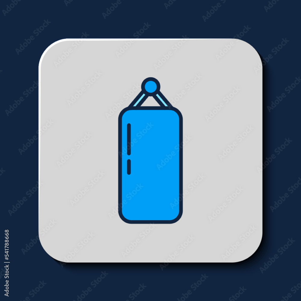Filled outline Punching bag icon isolated on blue background. Vector Filled outline Punching bag icon isolated on blue background. Vector