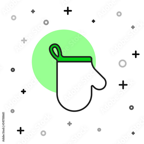 Filled outline Oven glove icon isolated on white background. Kitchen potholder sign. Cooking glove. Vector