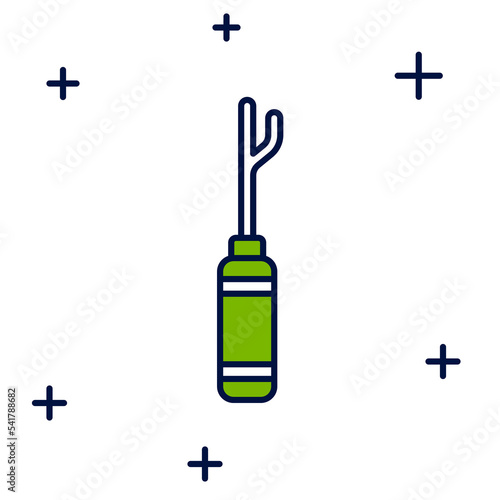 Filled outline Awl tool with wooden handle icon isolated on white background. Work equipment tailor industry. Vector