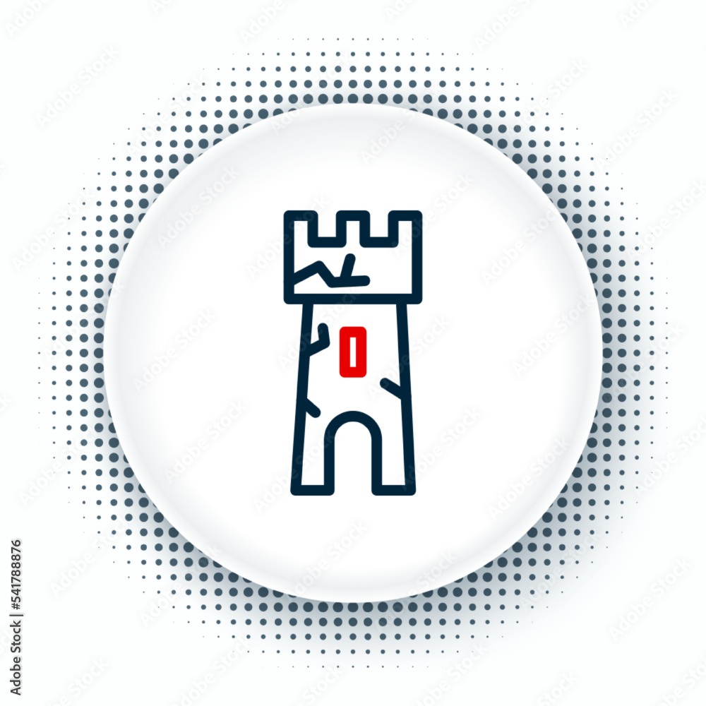 Line Castle tower icon isolated on white background. Fortress sign. Colorful outline concept. Vector Line Castle tower icon isolated on white background. Fortress sign. Colorful outline concept. Vector
