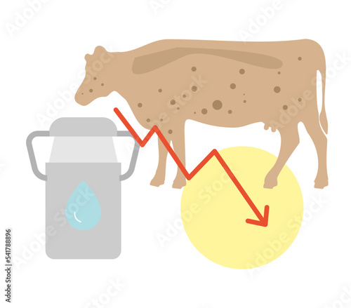 Reduced Milk Production - Lumpy Skin Disease - Cow - Icon stock illustration photo