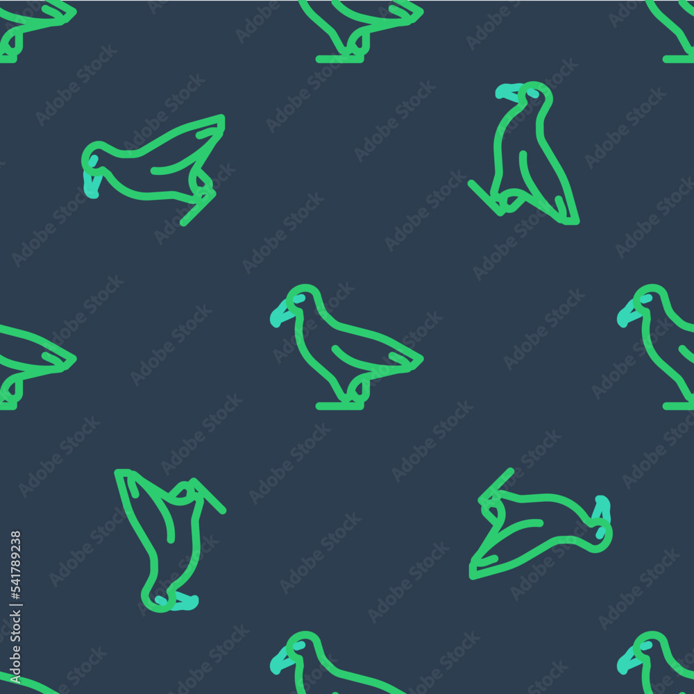 Line Albatross icon isolated seamless pattern on blue background. Vector Line Albatross icon isolated seamless pattern on blue background. Vector