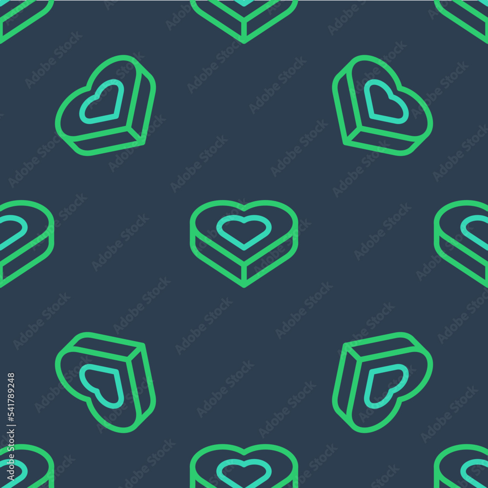 Line Candy in heart shaped box icon isolated seamless pattern on blue background. Valentines Day. Vector Line Candy in heart shaped box icon isolated seamless pattern on blue background. Valentines Day. Vector