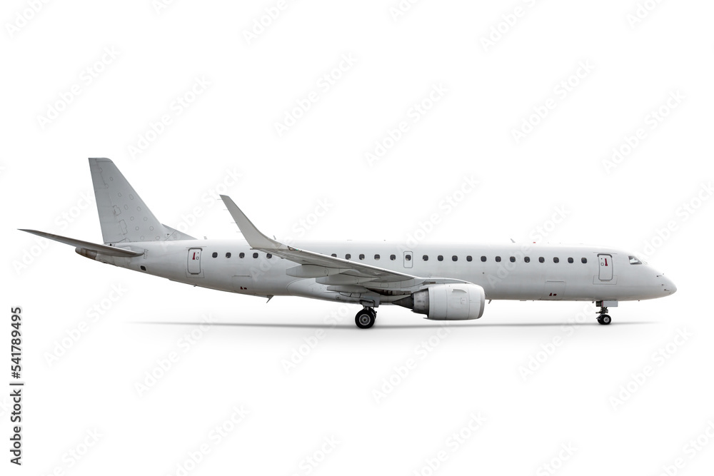 Modern passenger airplane isolated on white background