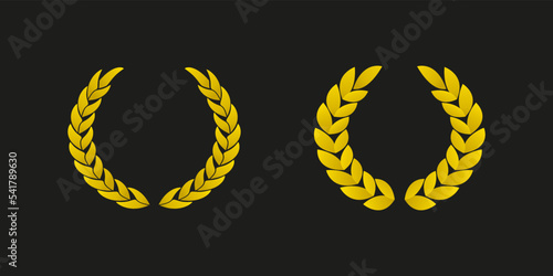 golden laurel wreaths. Elegant organic plant leaf awards in various shapes. Vector illustration