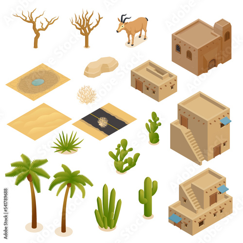Desert Landscape Isometric Set