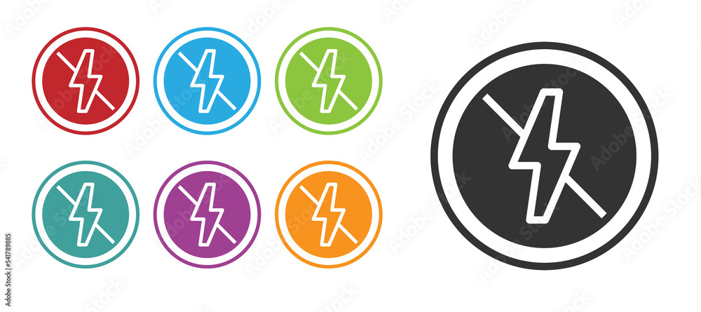 Black No lightning icon isolated on white background. No electricity. Set icons colorful. Vector Black No lightning icon isolated on white background. No electricity. Set icons colorful. Vector