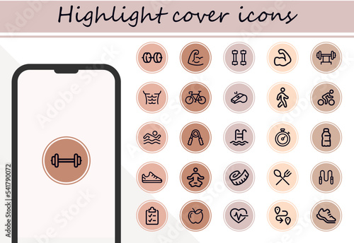 Instagram Highlight Covers in Boho. Instagram Highlight Cover Vector. Set of minimalist icons for Instagram highlight cover stories Line Art.