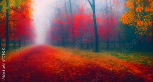 Illustration Mystical Autumn Forest