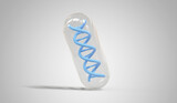 gélule avec double hélice d'ADN à l'intérieur - rendu 3D