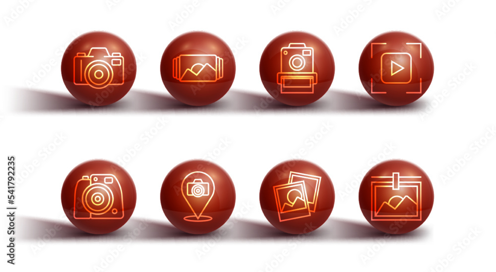 Set line Photo camera, Camera focus frame line, and icon. Vector Set line Photo camera, Camera focus frame line, and icon. Vector