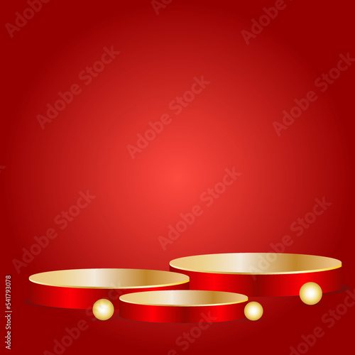 golden and red podium for luxury ad, golden podium with red background, social media background