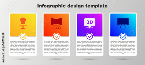 Set Director movie chair, Cinema auditorium with screen, 3D word and . Business infographic template. Vector