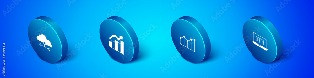 Set Isometric Network cloud connection, Pie chart infographic, Data analysis and Financial growth icon. Vector Set Isometric Network cloud connection, Pie chart infographic, Data analysis and Financial growth icon. Vector