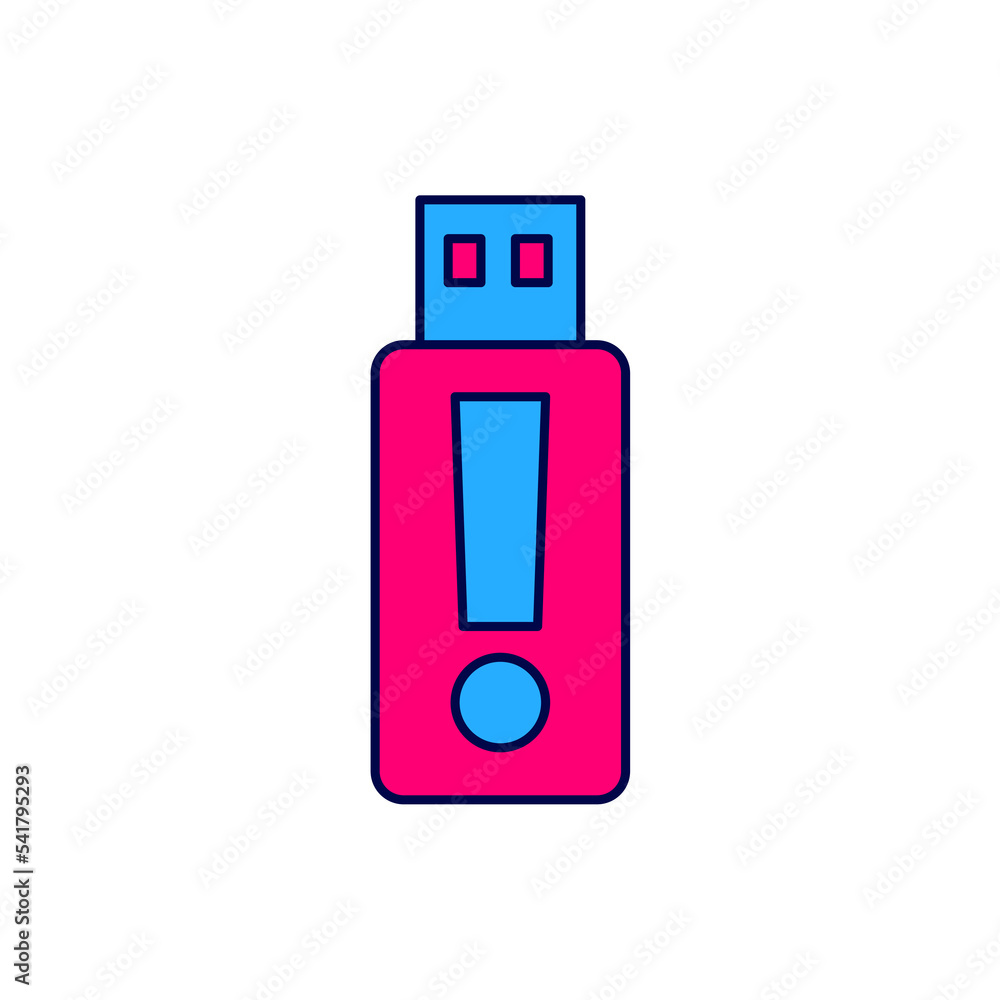 Filled outline USB flash drive icon isolated on white background. Vector Filled outline USB flash drive icon isolated on white background. Vector