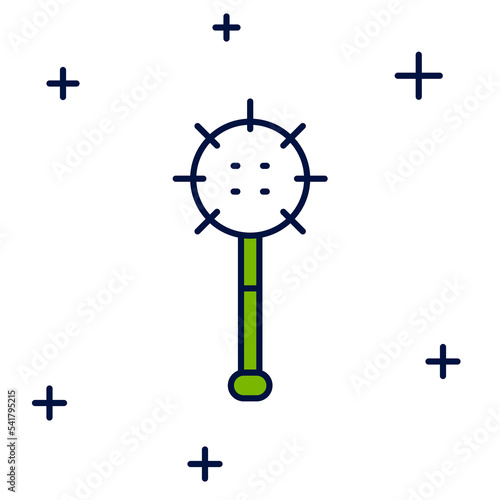 Filled outline Medieval chained mace ball icon isolated on white background. Medieval weapon. Vector