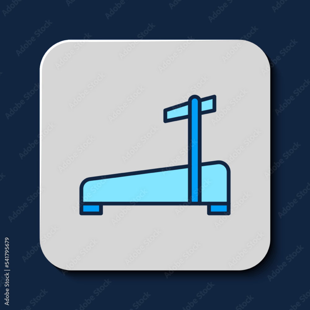 Filled outline Treadmill machine icon isolated on blue background. Vector Filled outline Treadmill machine icon isolated on blue background. Vector