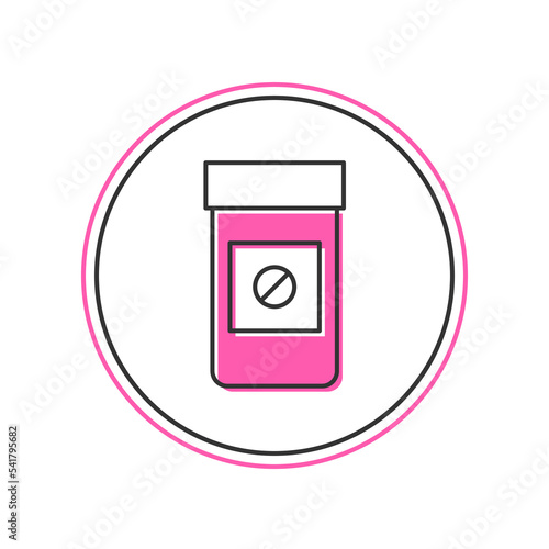 Filled outline Sports doping, anabolic drugs icon isolated on white background. Anabolic steroids tablet. Pills in jar. Vector