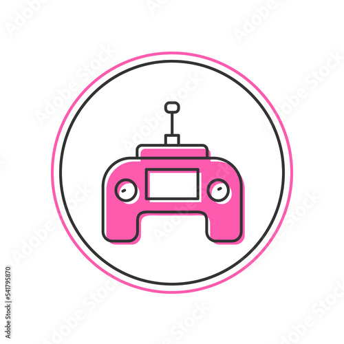 Filled outline Drone radio remote control transmitter icon isolated on white background. Vector