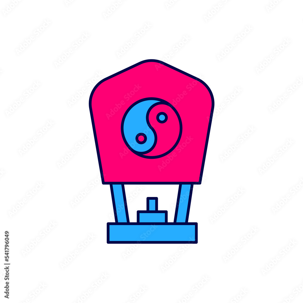 Filled outline Chinese paper lantern icon isolated on white background. Vector Filled outline Chinese paper lantern icon isolated on white background. Vector