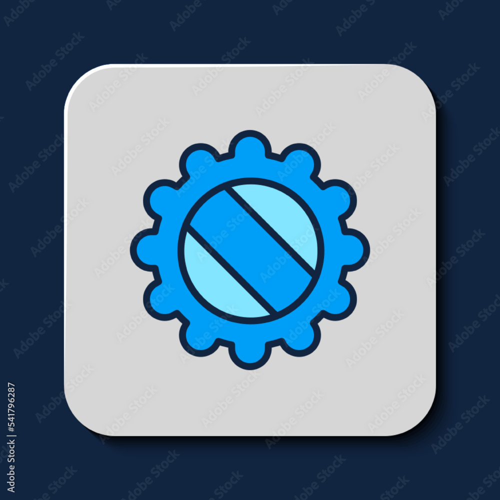 Filled outline Bottle cap icon isolated on blue background. Vector Filled outline Bottle cap icon isolated on blue background. Vector