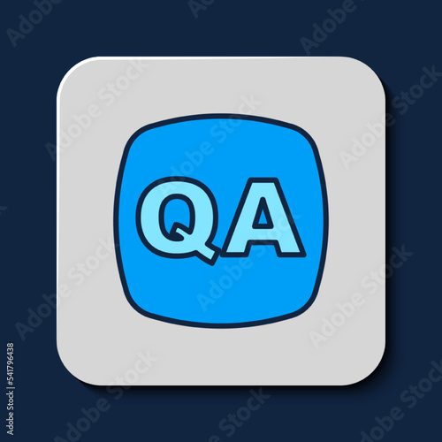 Filled outline Speech bubbles with Question and Answer icon isolated on blue background. Q and A symbol. FAQ sign. Chat speech bubble and chart. Vector