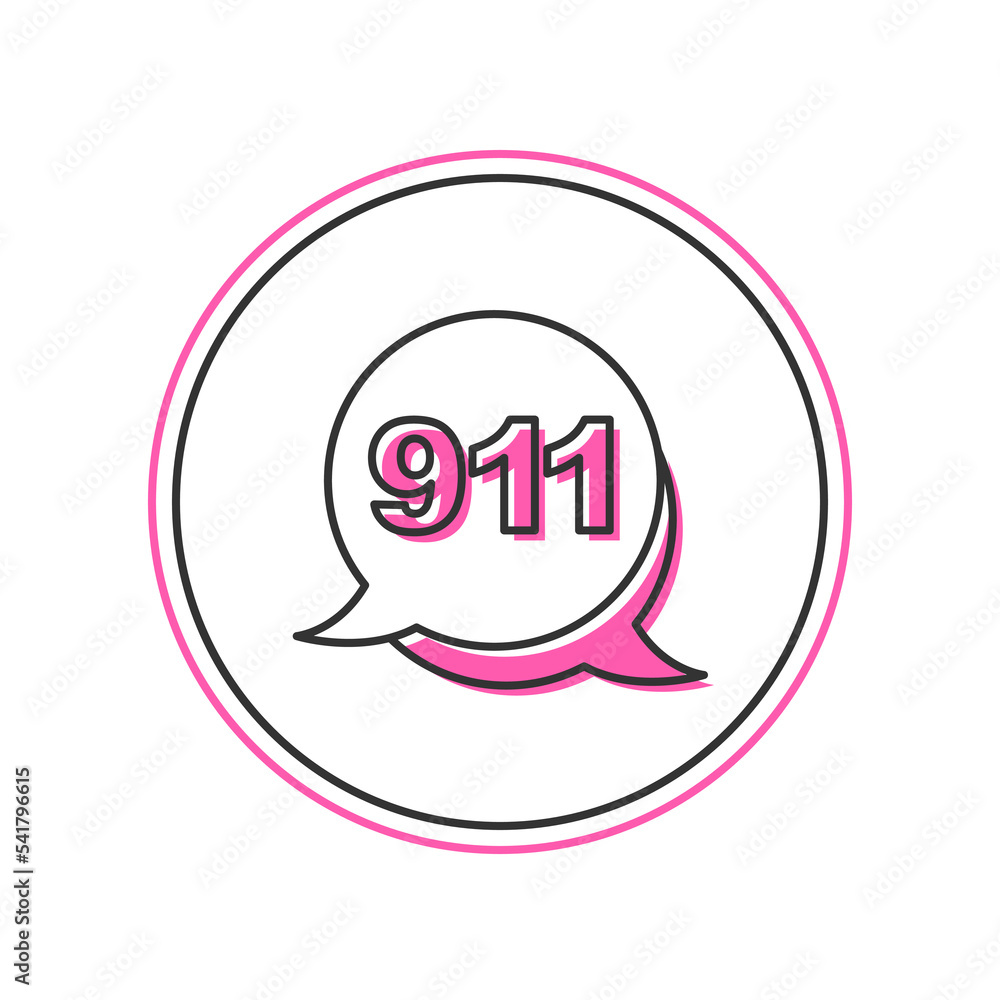 Filled outline Telephone with emergency call 911 icon isolated on white background. Police, ambulance, fire department, call, phone. Vector Filled outline Telephone with emergency call 911 icon isolated on white background. Police, ambulance, fire department, call, phone. Vector