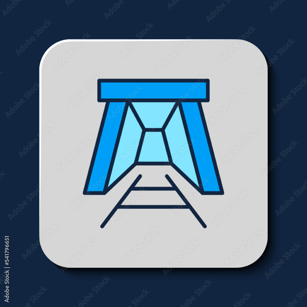 Filled outline Mine entrance icon isolated on blue background. Vector Filled outline Mine entrance icon isolated on blue background. Vector
