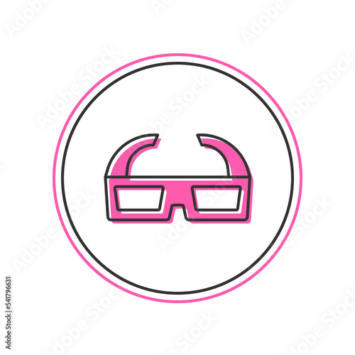 Filled outline 3D cinema glasses icon isolated on white background. Vector