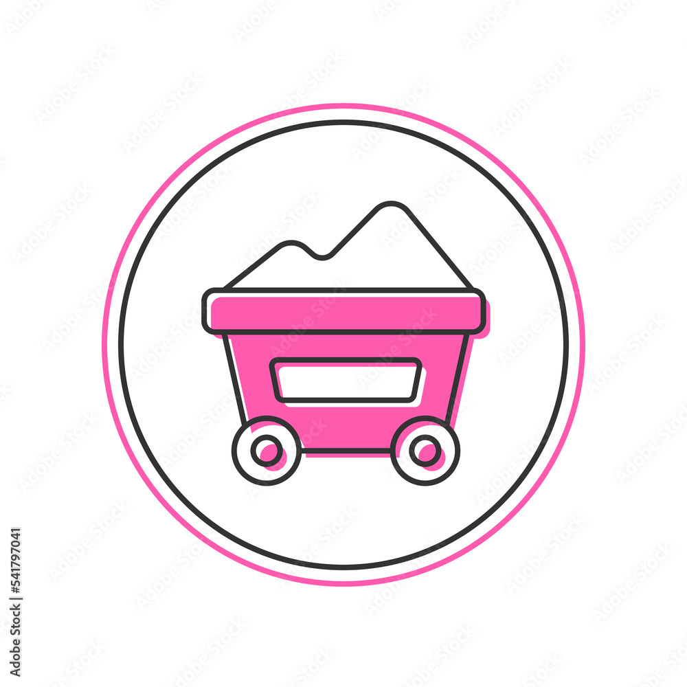 Filled outline Coal mine trolley icon isolated on white background. Factory coal mine trolley. Vector Filled outline Coal mine trolley icon isolated on white background. Factory coal mine trolley. Vector